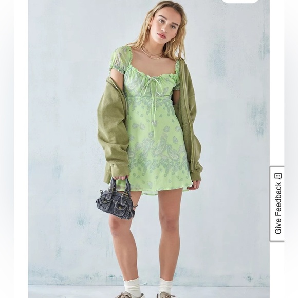 Urban Outfitters Green Paisley Becca Mini Dress - Picture 3 of 8